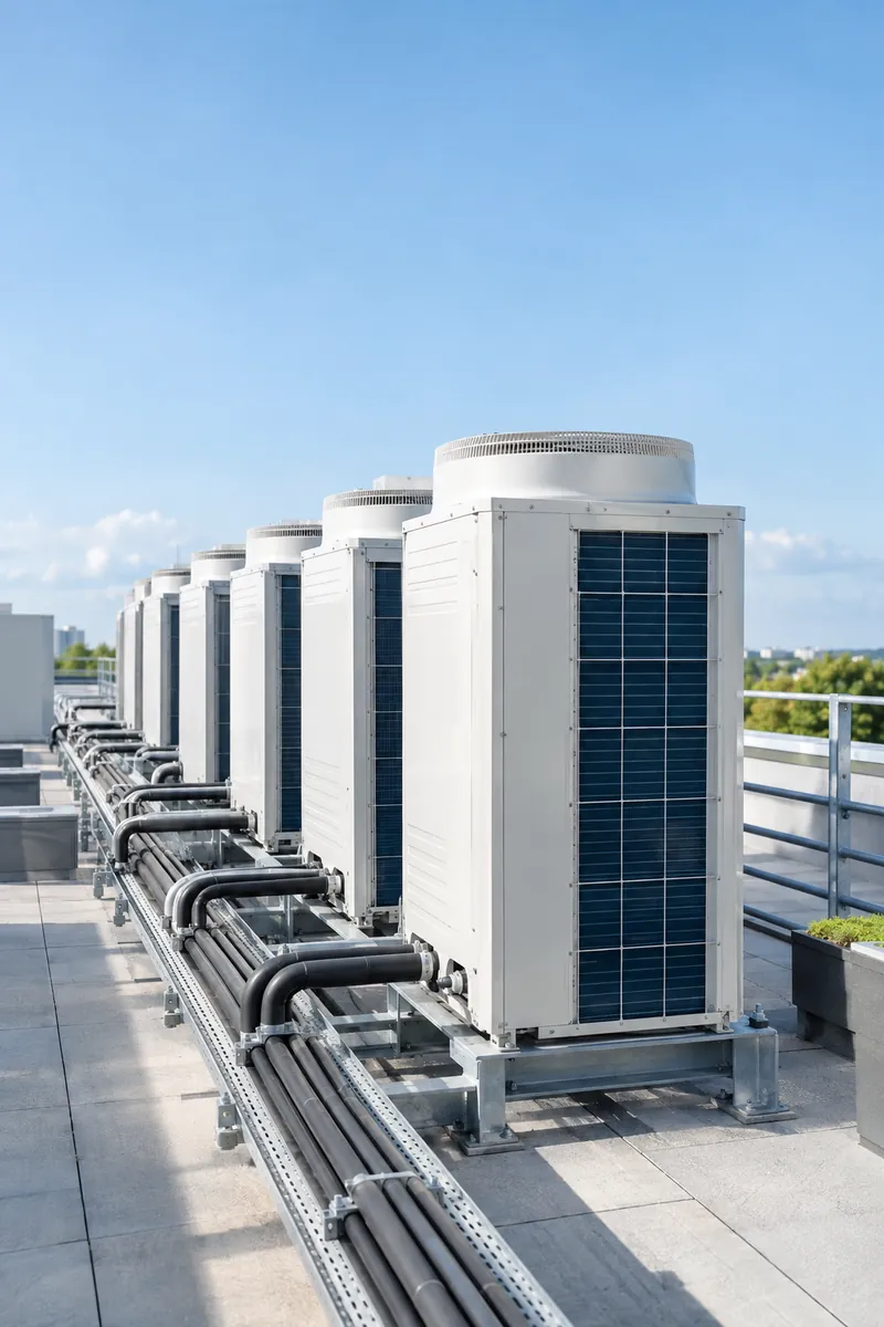 Building roof with VRF outdoor units