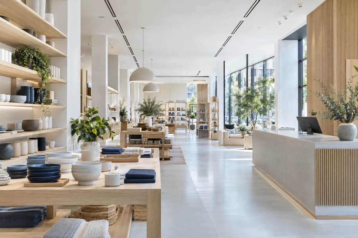 Retail premises with ducted air conditioning and slot diffusers